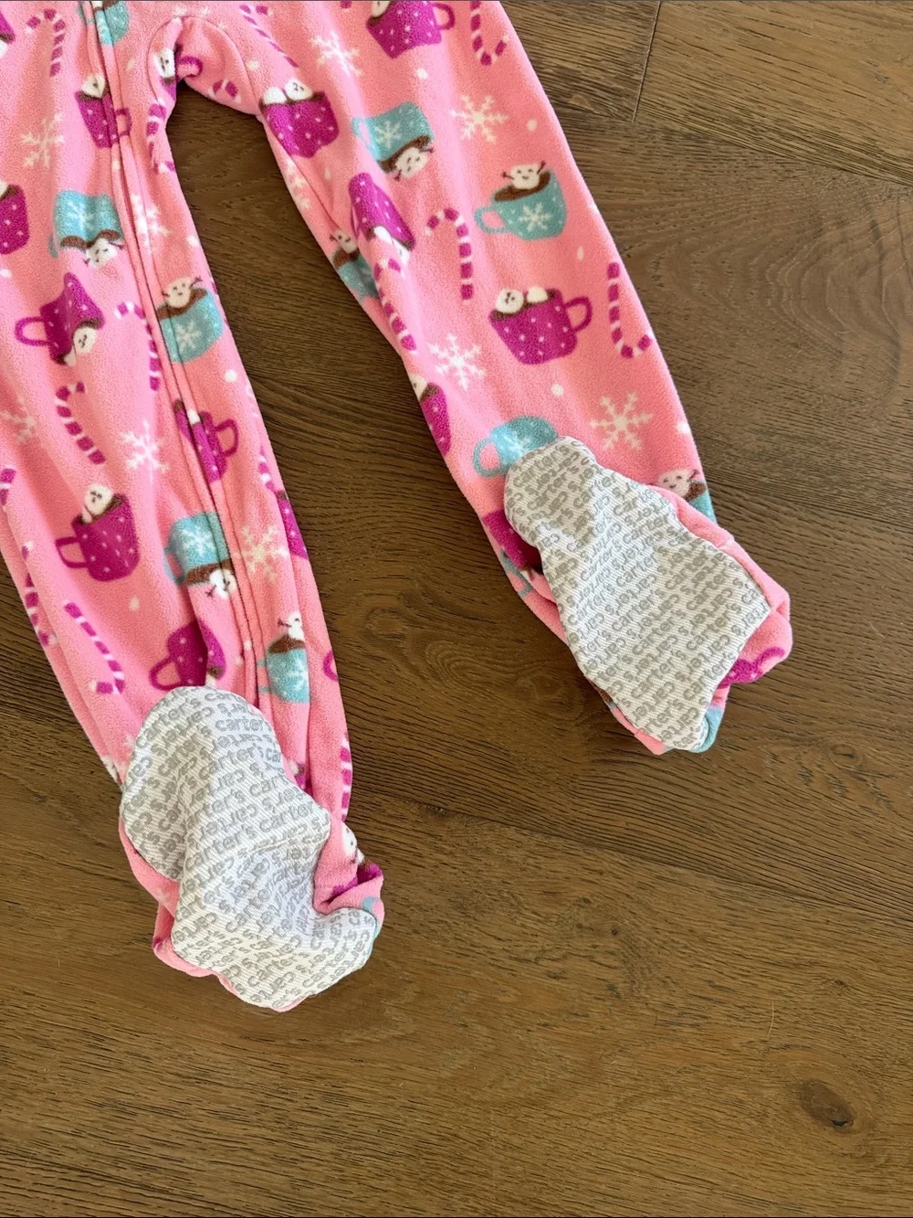 Kids Pink Holiday Mug Print One-Piece Pajamas